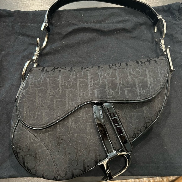 Dior Black Monogram Saddle Bag - Picture 1 of 7
